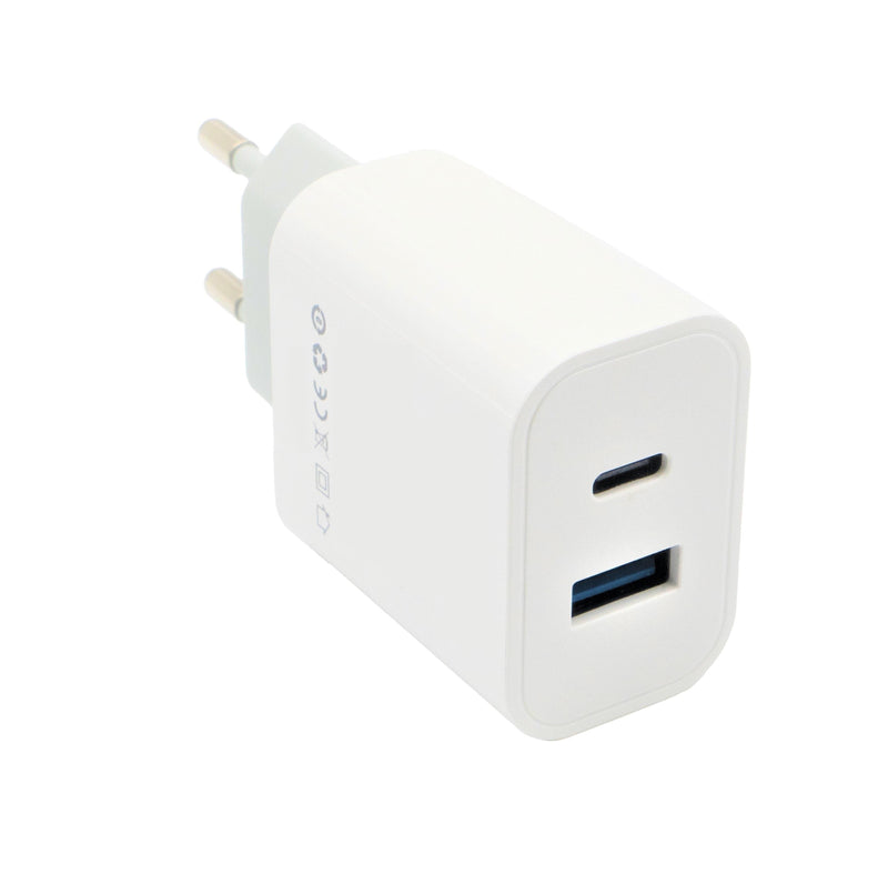Cargador USB-C Power Delivery 20W + USB Quick Charge 3.0 20W