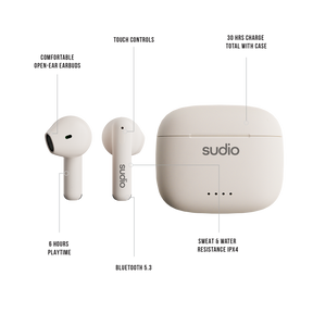 Audífonos Sudio Premium Line Earphones A1 TWS MIDNIGHT WHITE