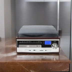 Toca Disco Tornamesa IRT Bluetooth/Aux/Cassette/USB/CD/SD/FM