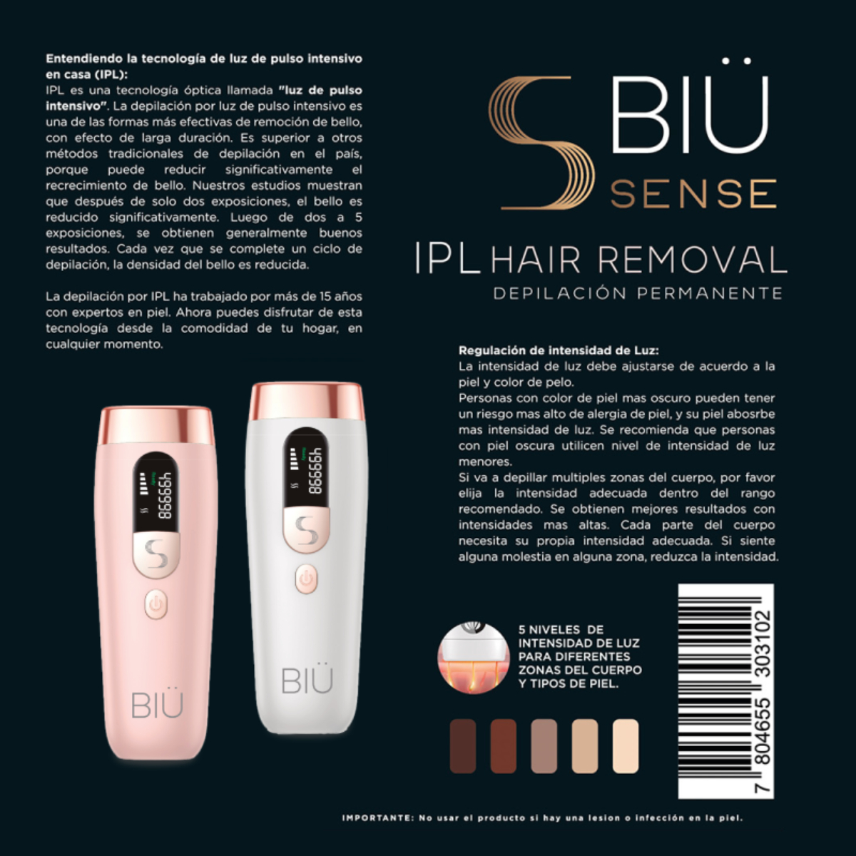 Depiladora Laser Permanente IPL BIÜ Sense White Edition Pro