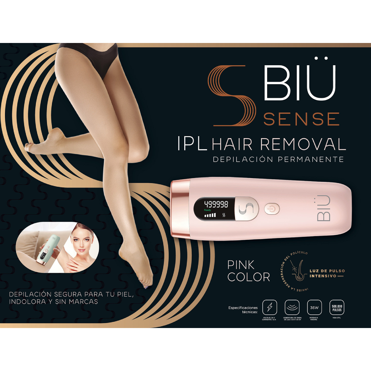 Depiladora Laser Permanente IPL BIÜ Sense Pink Edition Pro