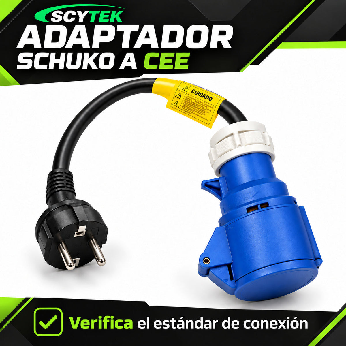 Adaptador de Corriente Schuko y CEE Azul