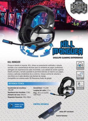 Audifonos Gamer Dgx Killmonger Pc/Ps4/Xbox/Smartphone/Switch