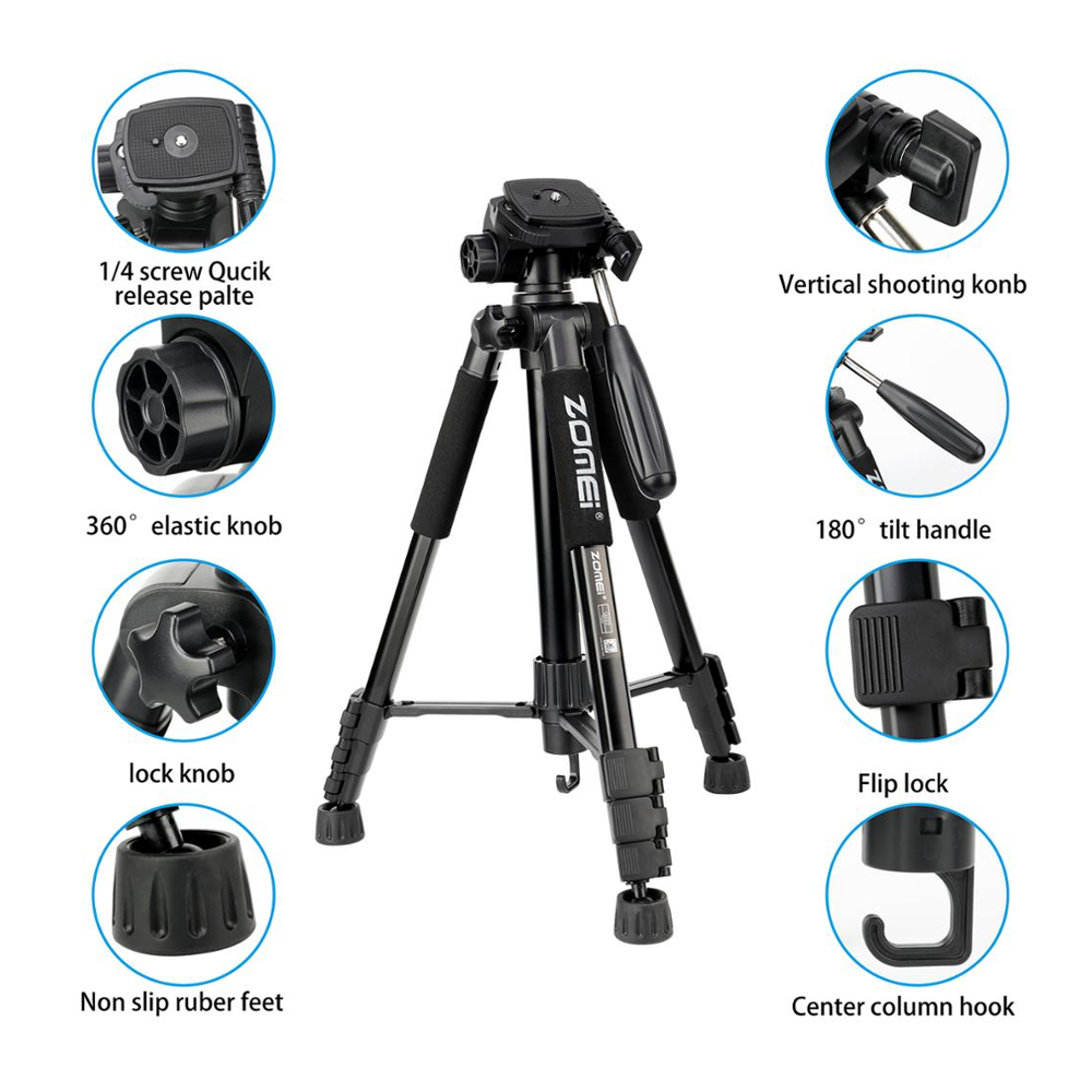 Tripode Profesional Para Camaras Pro Zomei Advance 145Cm