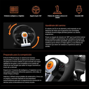 Kit Volante Con Pedales Krom K-Wheel Premium Ps4 Xbox One PC