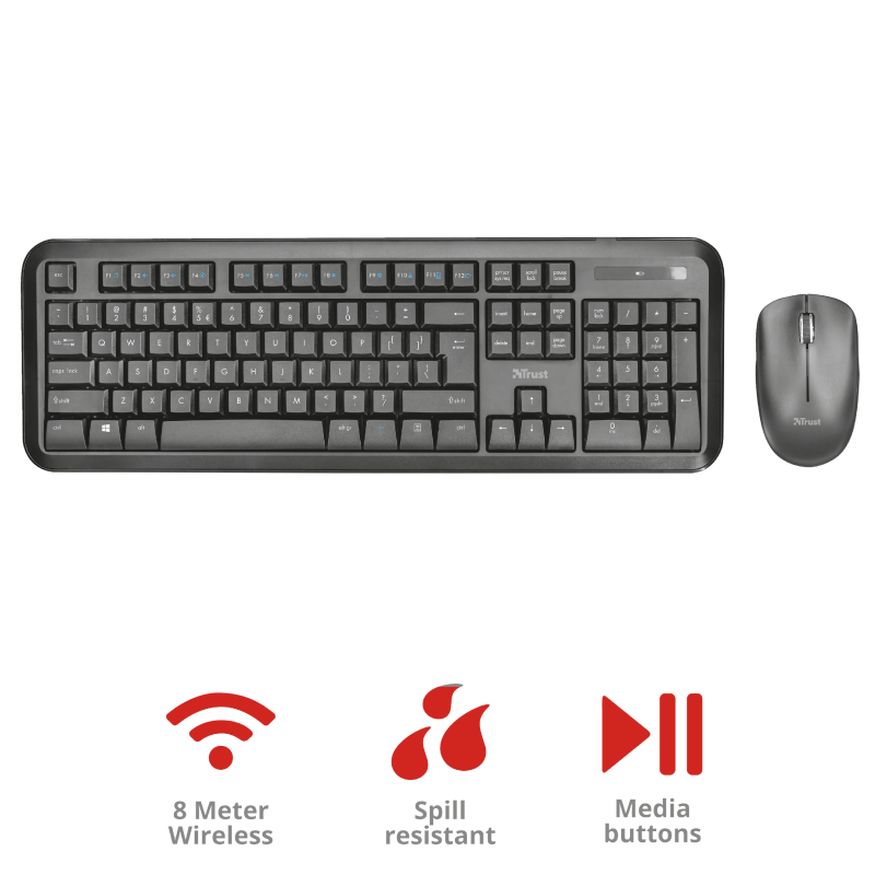 Kit Mouse y Teclado Inalambrico Trust Nova Multiusos 2.4 Ghz