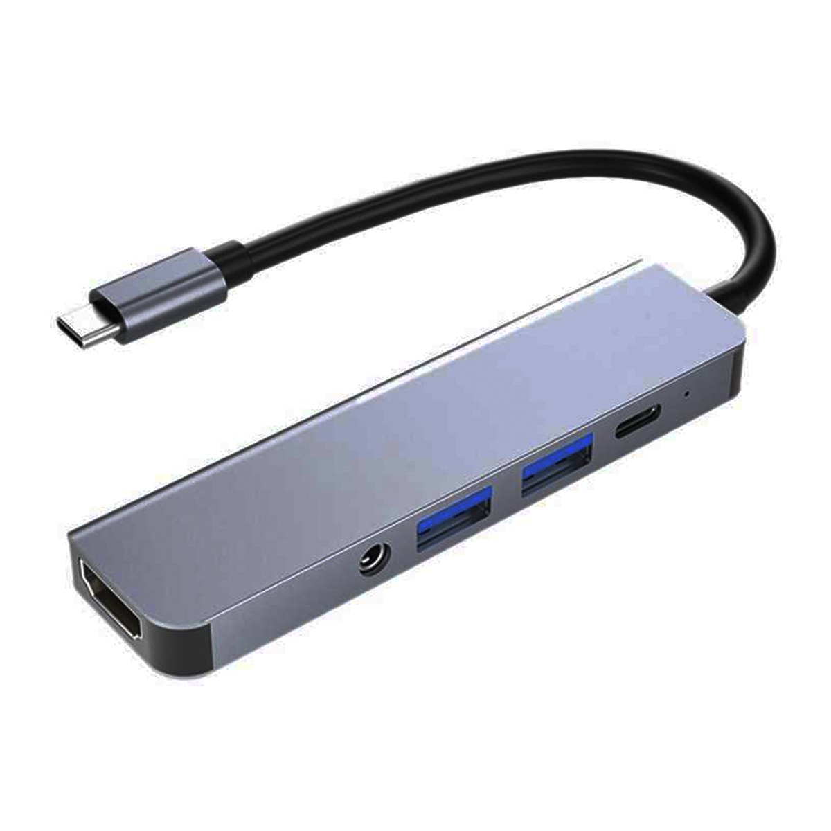 Adaptador Hub Usb-C Multipuertos 5 En 1 (Hdmi, Jack, Usb, Usb C) Gtc