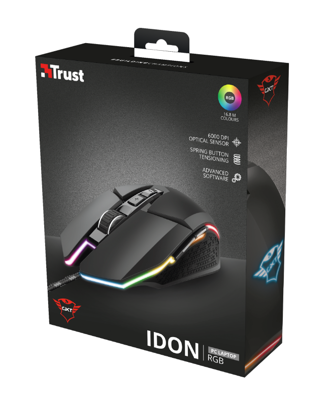 Mouse Gamer Ambidiestro Trust Idon Gxt 950 Full RGB 6000 Dpi