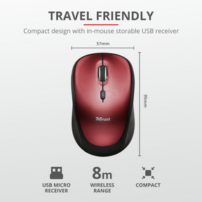Mouse Inalambrico Trust Desktop Pro Rojo Yvi 19522