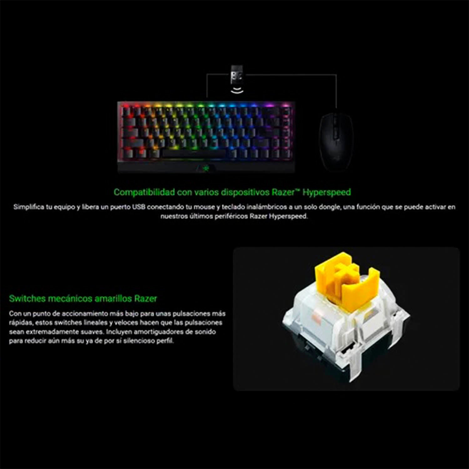 Teclado Gamer Razer Blackwidow V3 Mini Hyperspeed RGB Yellow Español