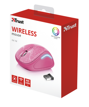 Mouse Inalambrico Rosado Retro Iluminado Rgb Trust Yvi 22336