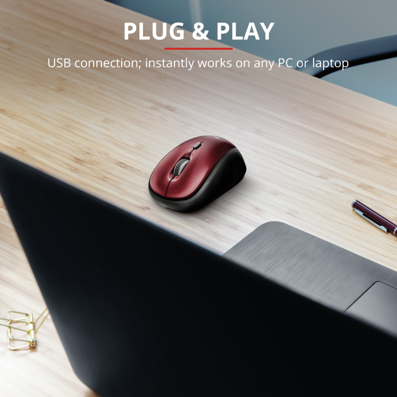 Mouse Inalambrico Trust Desktop Pro Rojo Yvi 19522