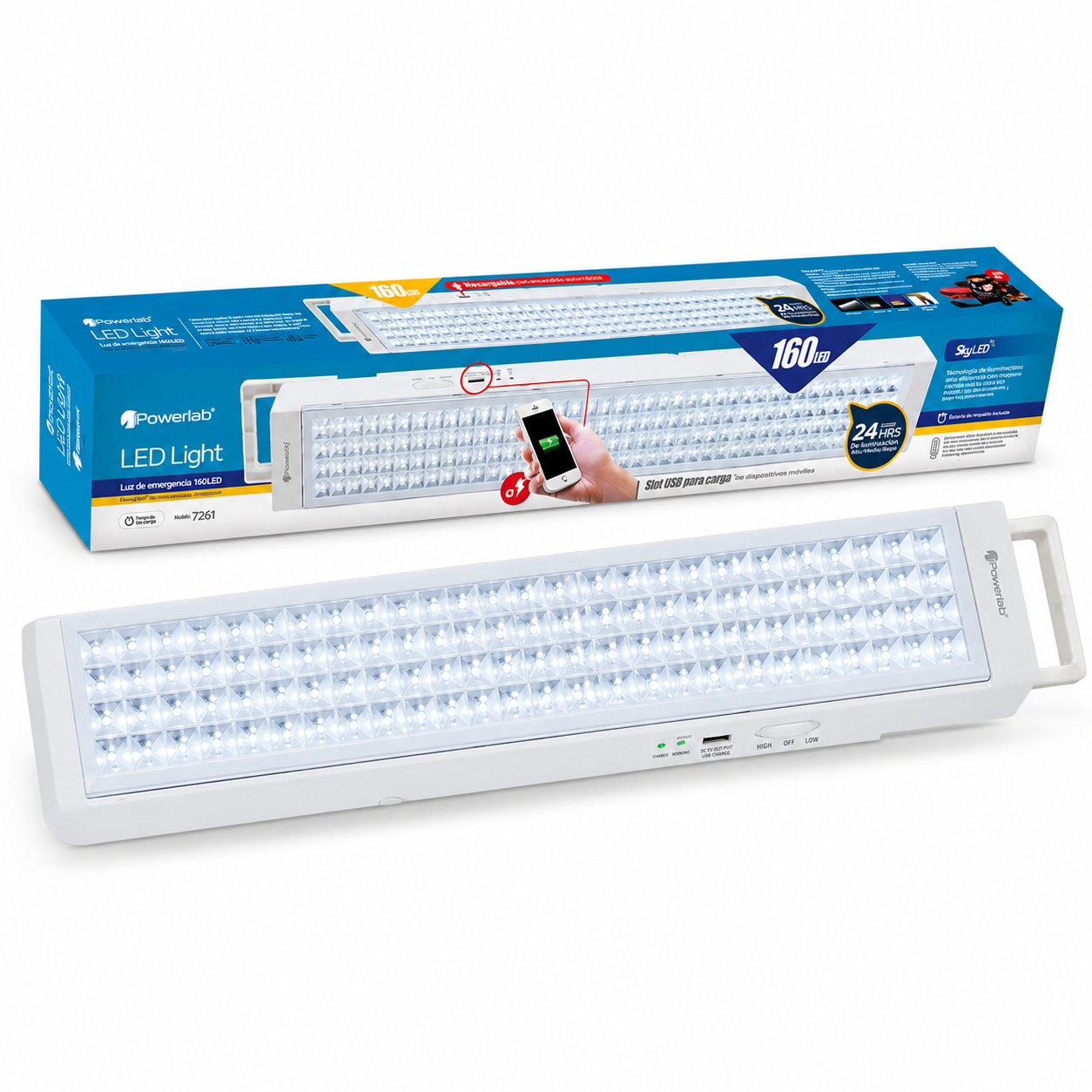 Lampara de Emergencia Recargable 160 LED 24Hrs con Powerbank