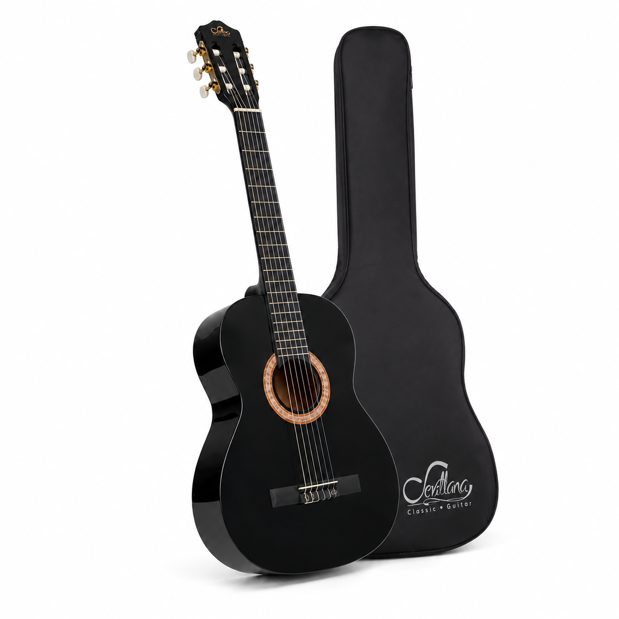 Guitarra Clásica Sevillana 39” Negro con Alma + Funda 8448