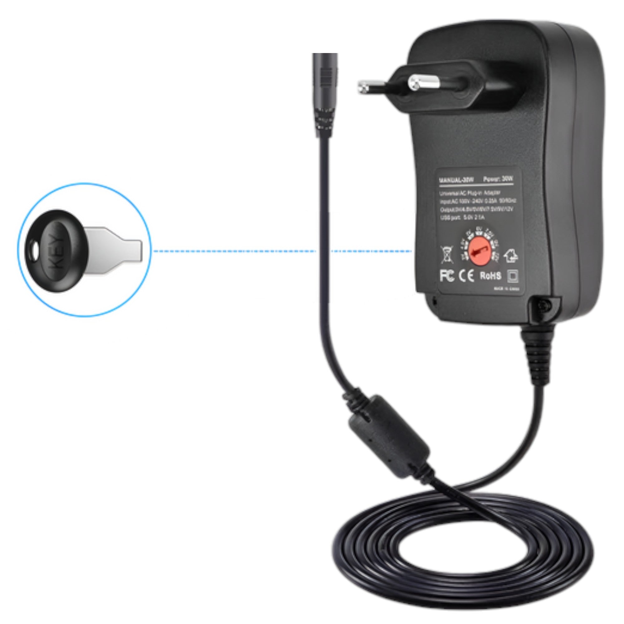 Transformador Universal de 12V / 1A / 12W con 8 Conectores