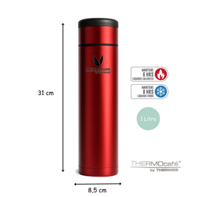 Termo Premium de Acero Inoxidable 1L Rojo Metalizado 12H/24H