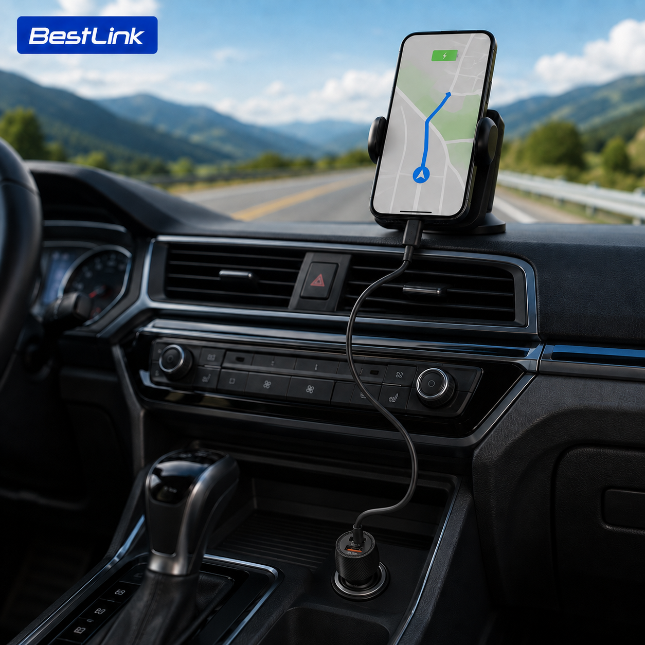 Cargador para Auto Dual 48W USB-C + USB-A Carga Ultra Rápida