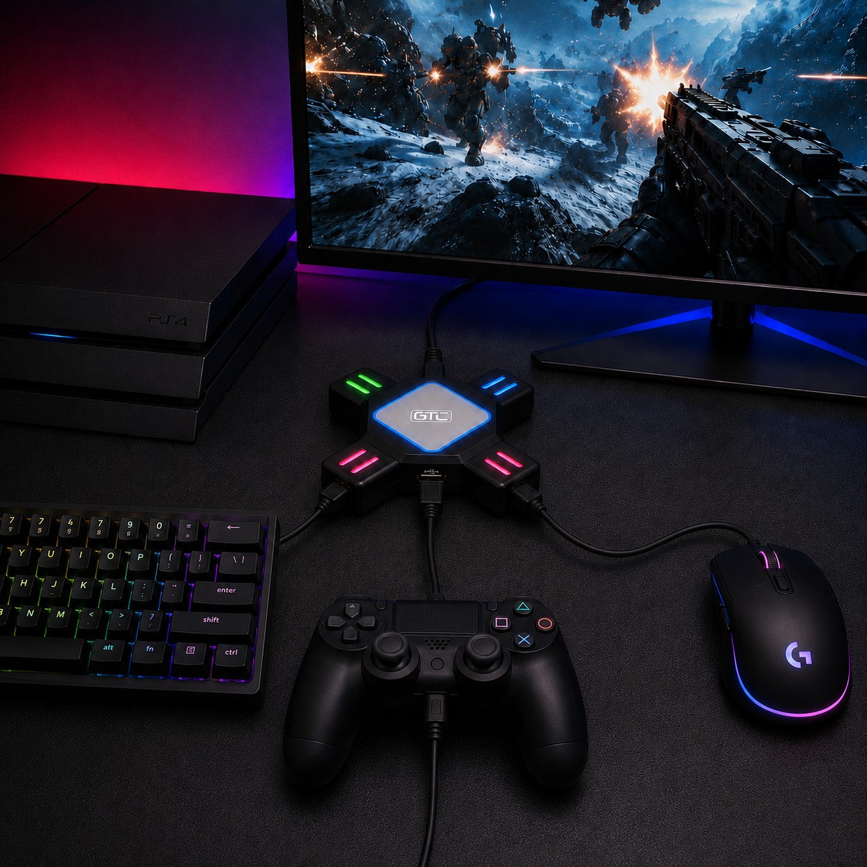 Hub Adaptador de Consolas para Teclado-Mouse Multiplataforma