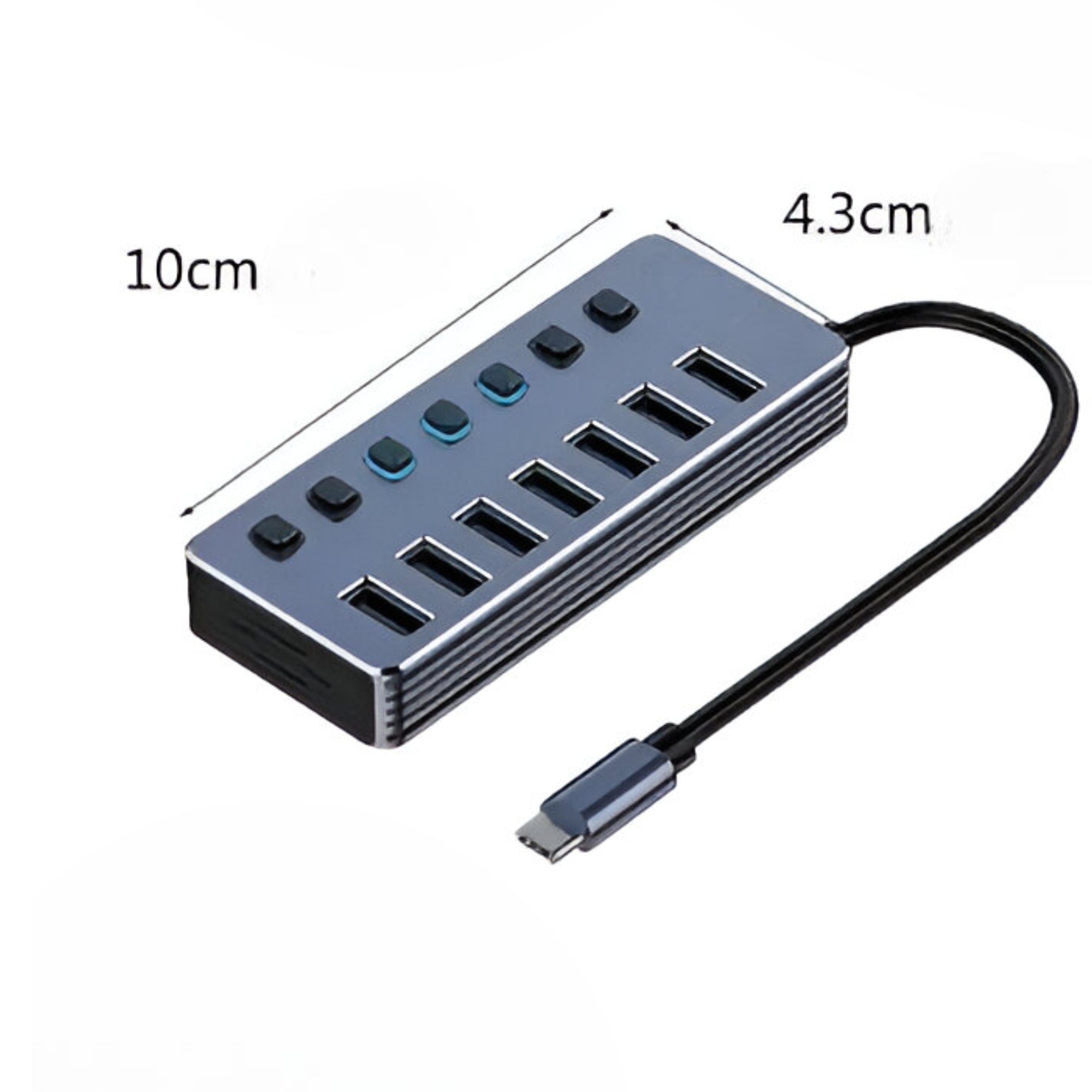 Hub USB de 7 Puertos 3.0 High Speed + Adaptador USB-C 5 Gbps
