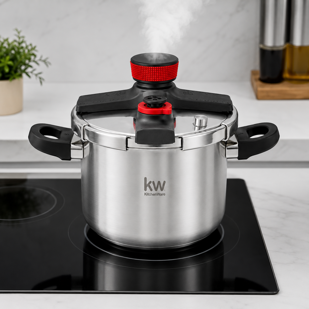 Olla a Presión KW Acero Inoxidable Oxford 6LT Triple Válvula