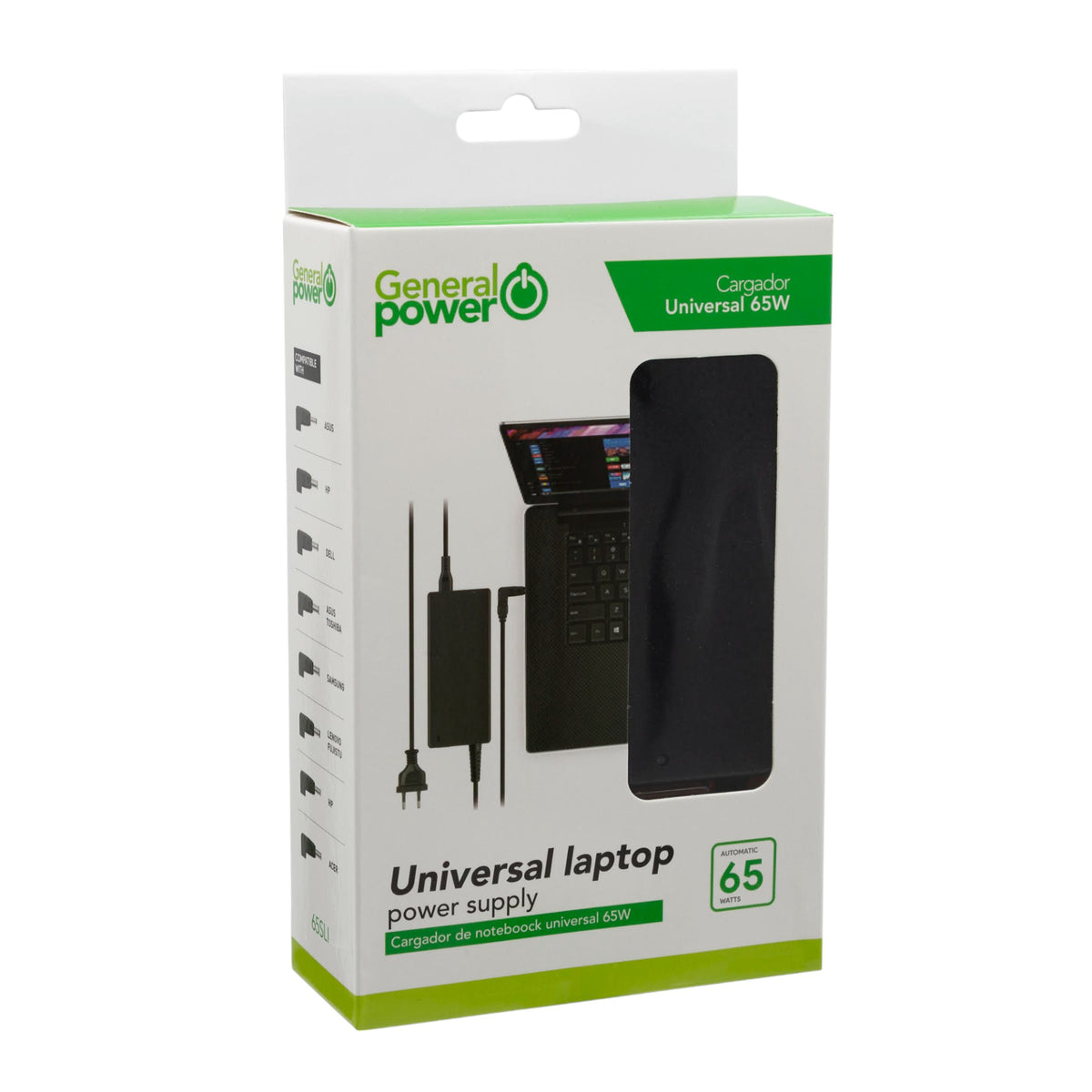 Cargador Universal Notebook Multimarcas Auto Regulable 65W