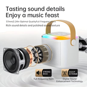 Karaoke RGB para niños con Micrófonos Inalámbricos y Efectos