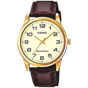 Reloj Casio Hombre Gold Cuero Mtp-V001Gl-9Budf