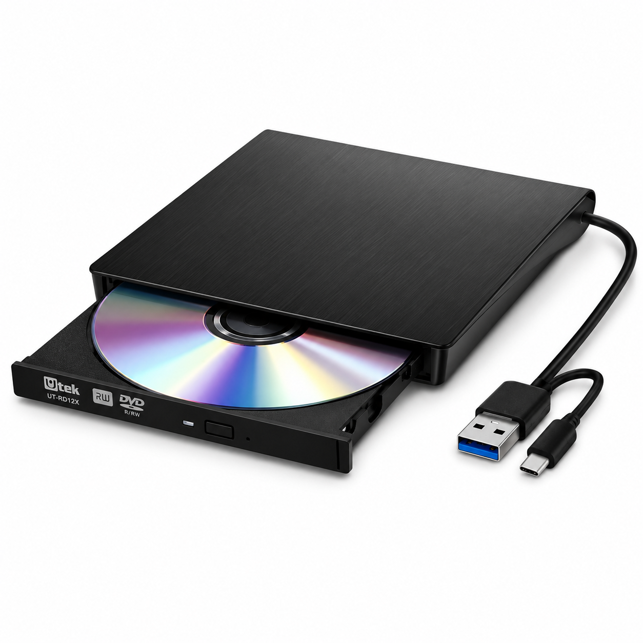 Grabador y Lector Externo de CD/DVD Dual USB / USB-C RD12X