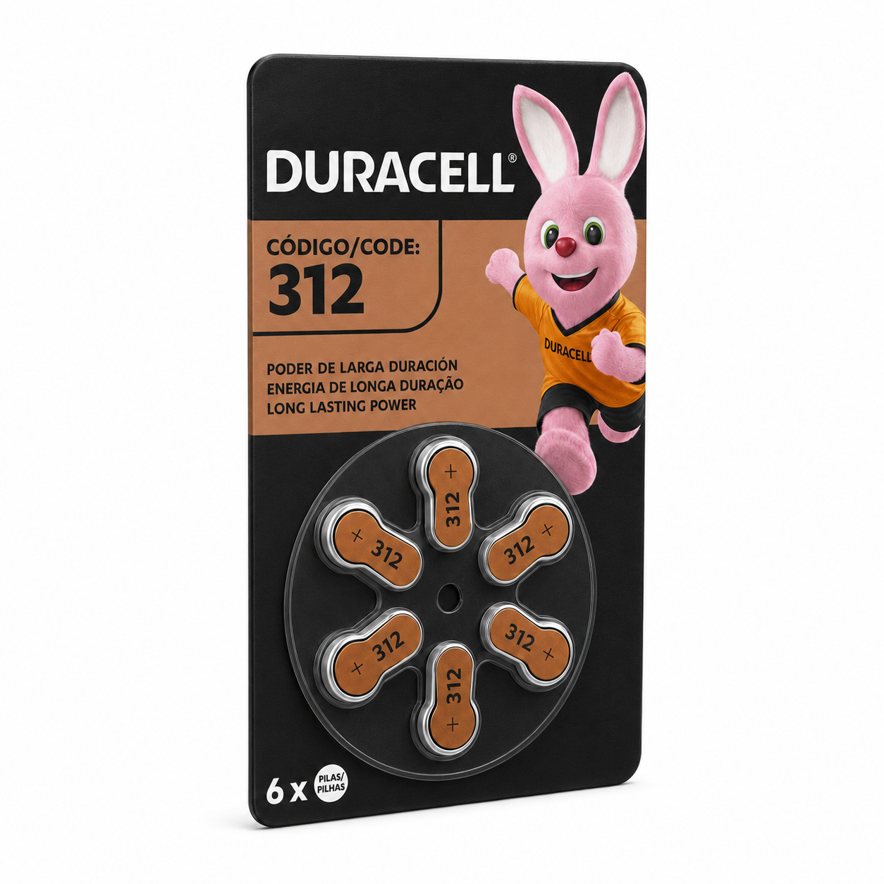 Pila Duracel 312 Auditiva - Pack de 6U Larga Duración