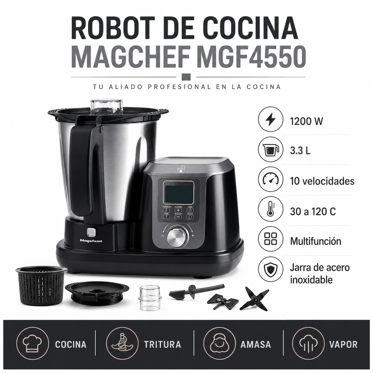 Robot de Cocina Profesional MAGCHEF Magefesa MGF4550 Premium