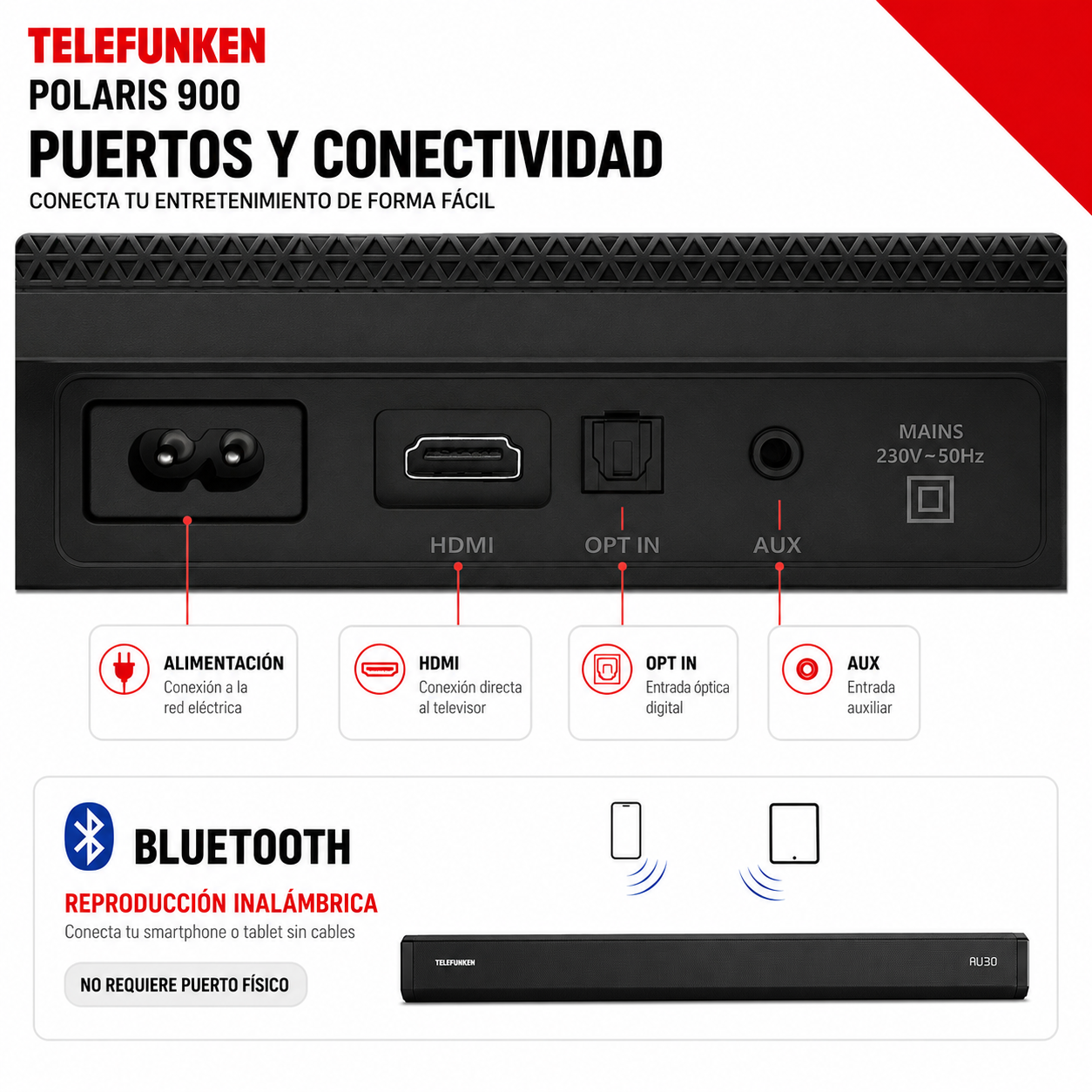 Soundbar + Subwoofer 8" Wireless Sound System Bluetooth 350W