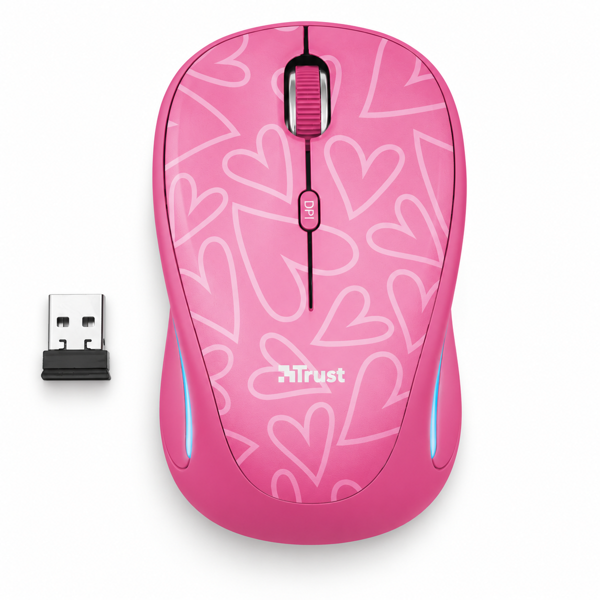 Mouse Inalambrico Rosado Retro Iluminado Rgb Trust Yvi 22336