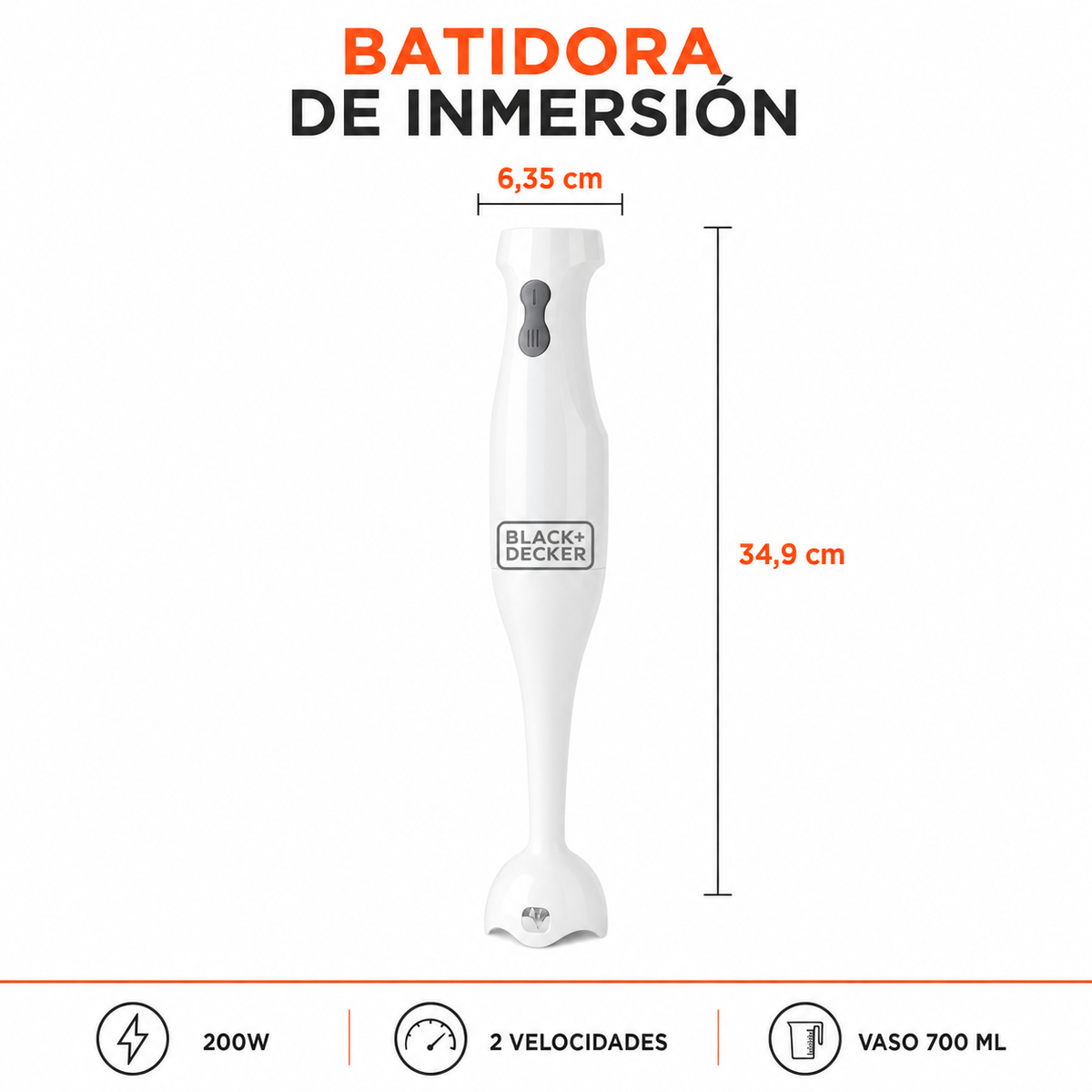 Batidora De Inmersión Multifuncional Black + Decker HB-2400W