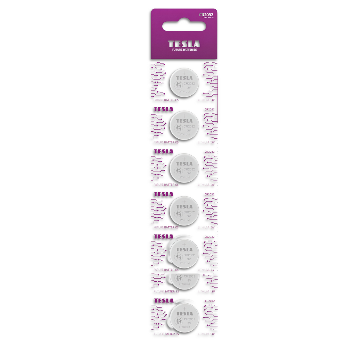 Pack de 5 Pilas CR2032 TESLA Lithium Line 3V
