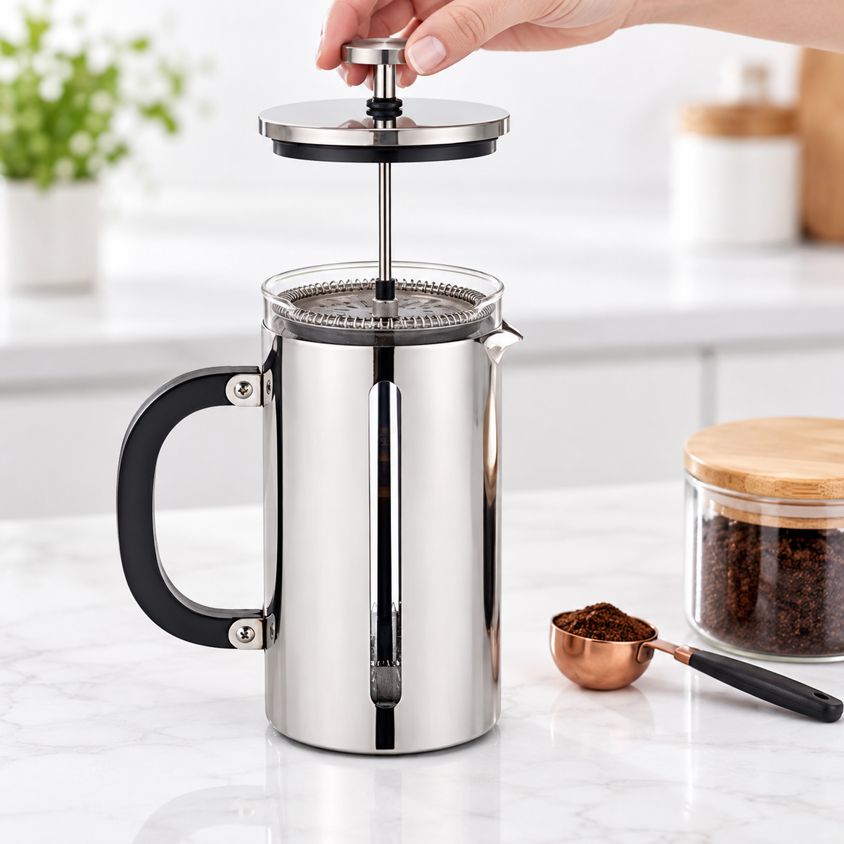 Cafetera Francesa Premium de Acero Inoxidable Cuiscent 1LT