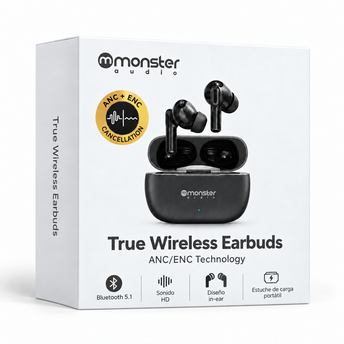 Audífonos In Ear Monster Audio Bluetooth TWS Black ANC + ENC