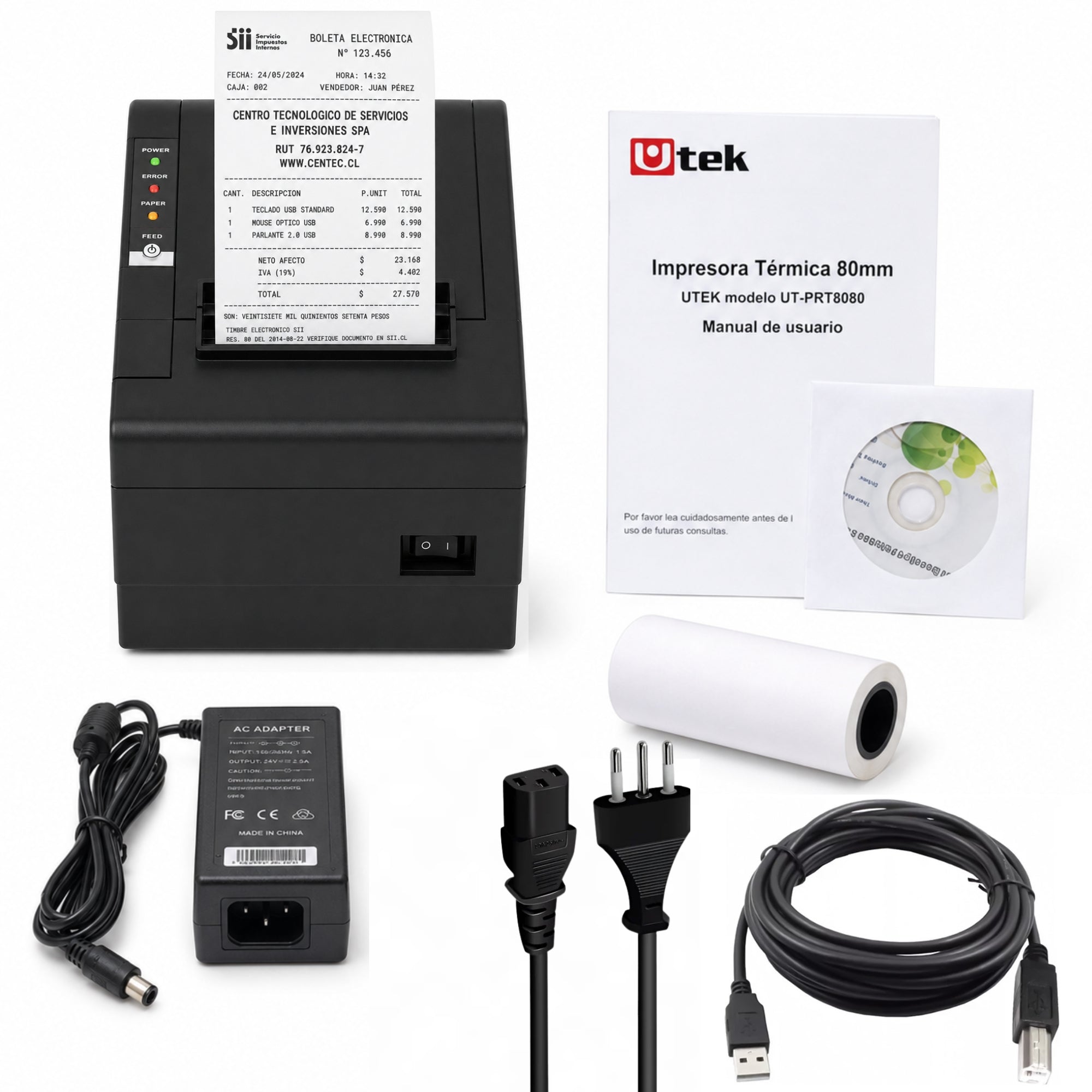 Impresora Térmica Profesional 80MM UTEK USB / LAN UT-PRT8080