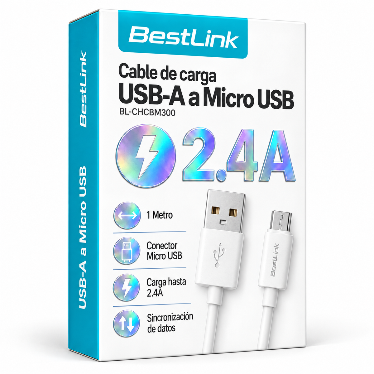 Cable de Datos Fujitel Micro USB 1MT Blanco USBMICRO01B