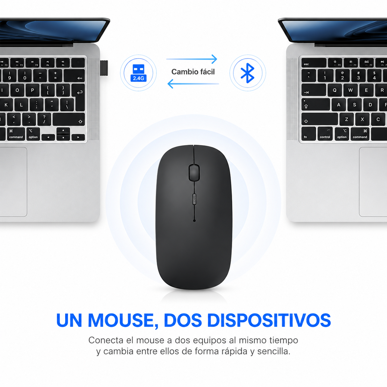 Mouse Inalámbrico Dual Bluetooth + USB 2G Recargable RGB BK