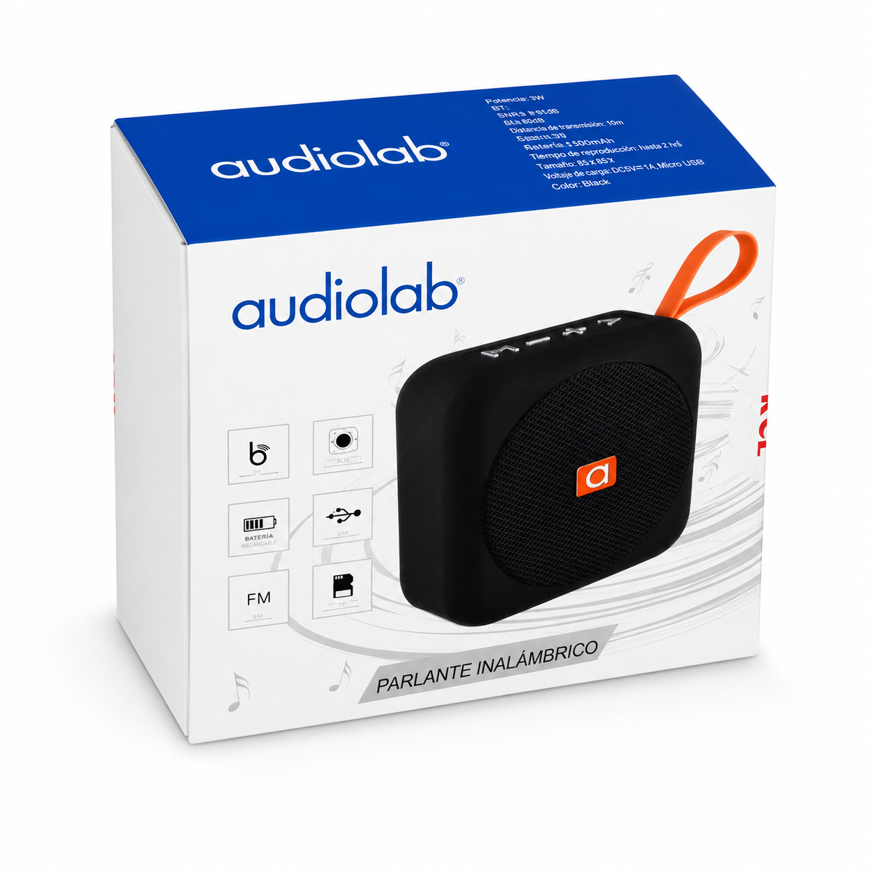 Parlante Portatil Audiolab GO Bluetooth 5.0 Recargable Black