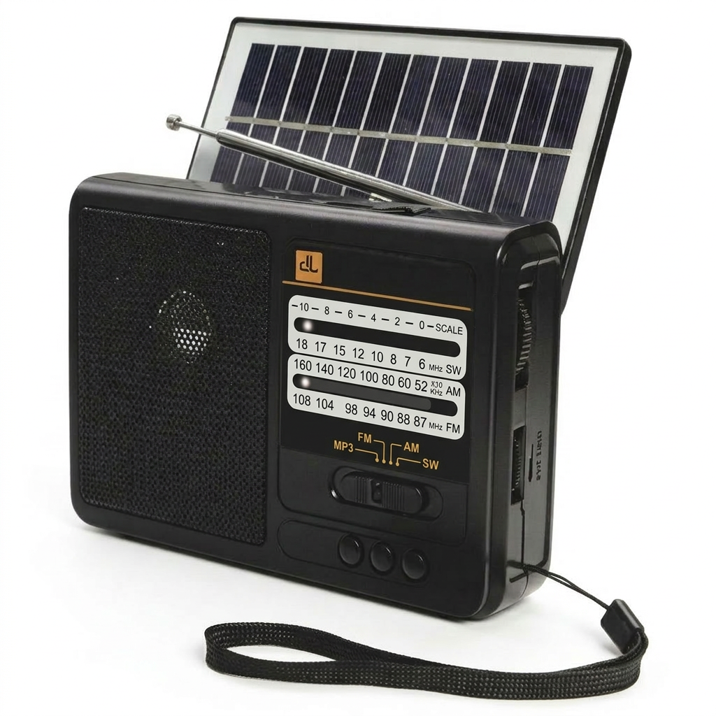 Radio Solar Recargable Multibanda AM/FM/ SW/MP3/SD/ Linterna