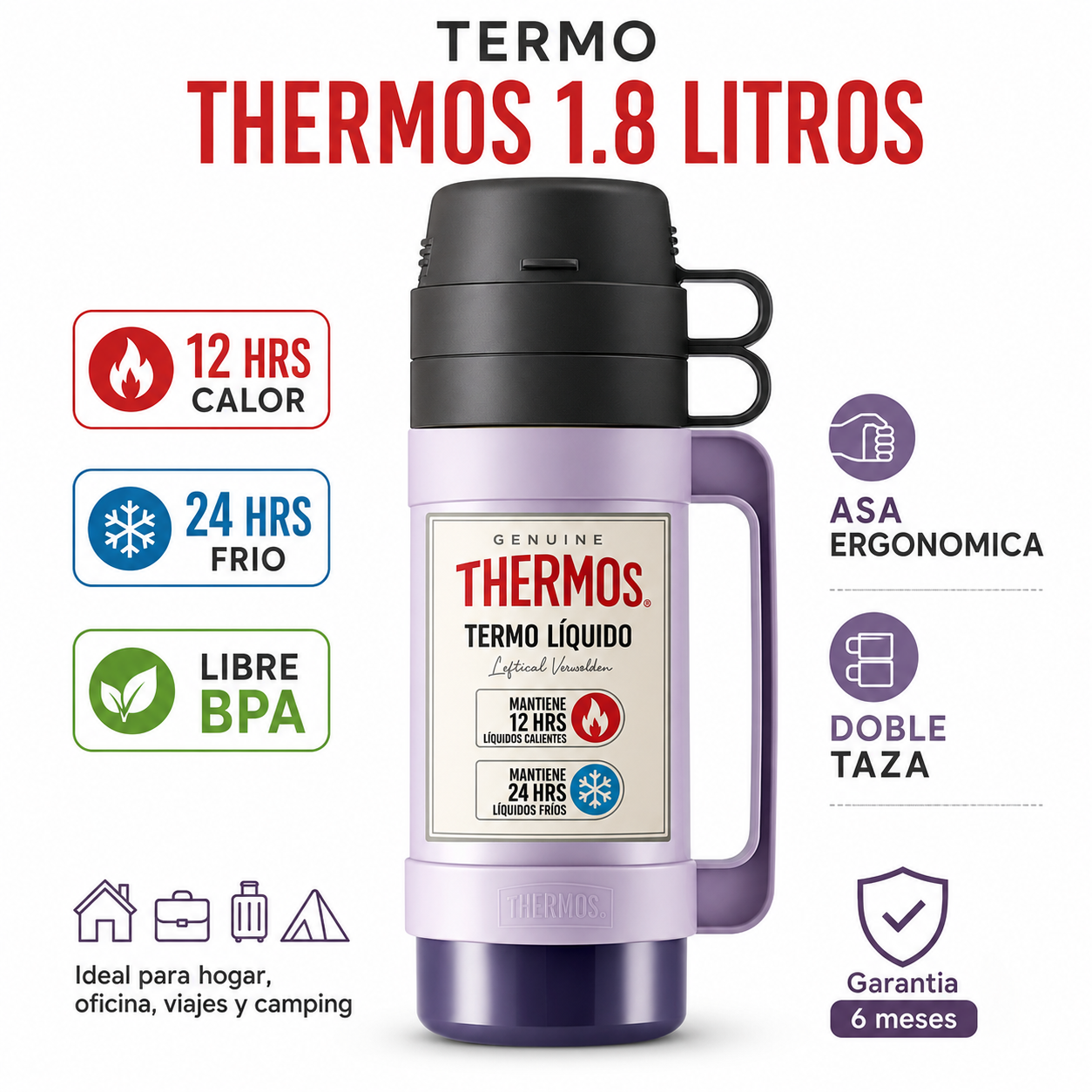 TERMO Para Líquidos 1.8 Litros THERMOS  32-180-C7 Lila