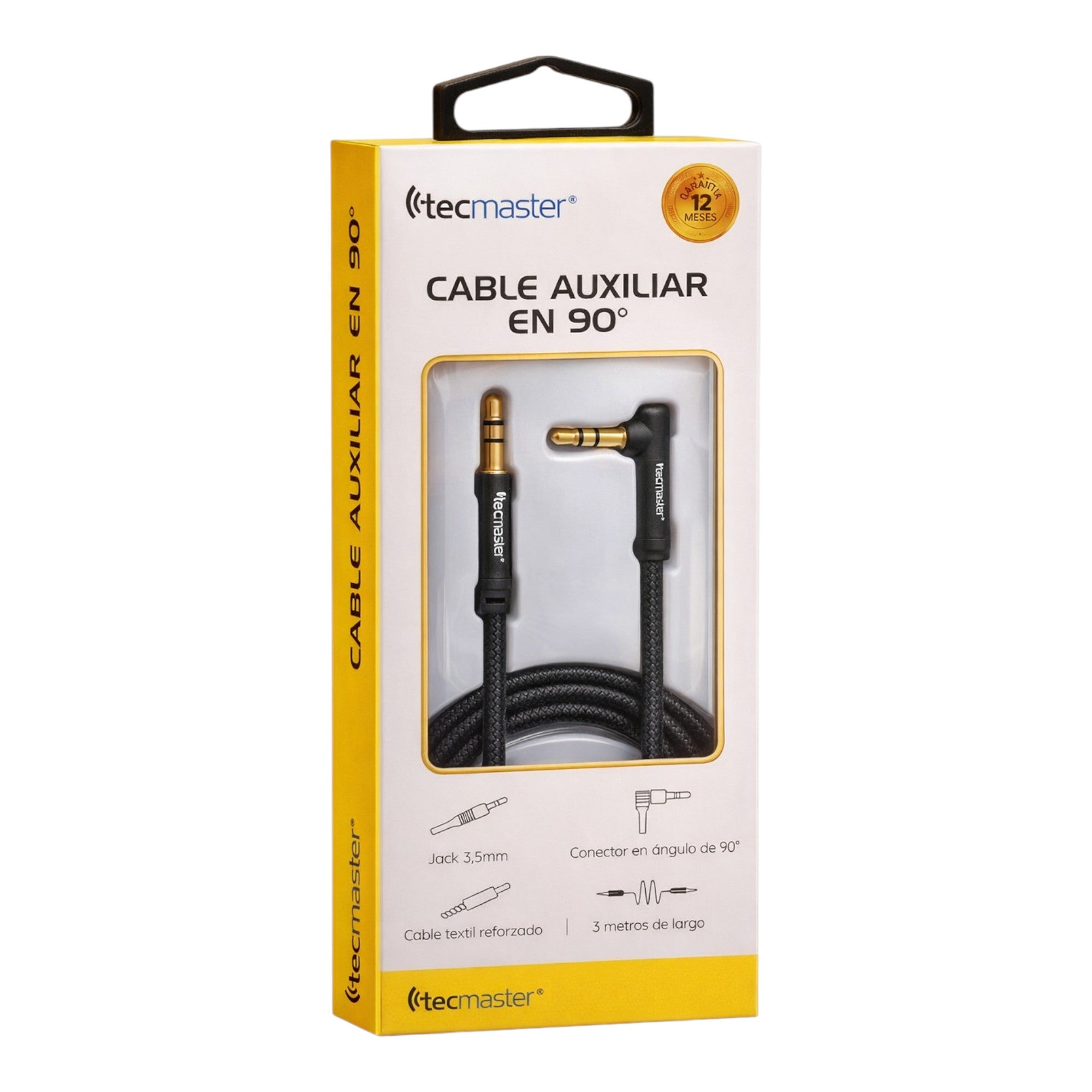Cable De Audio Premium 1x1 Acordonado con Conector en 90° 3M