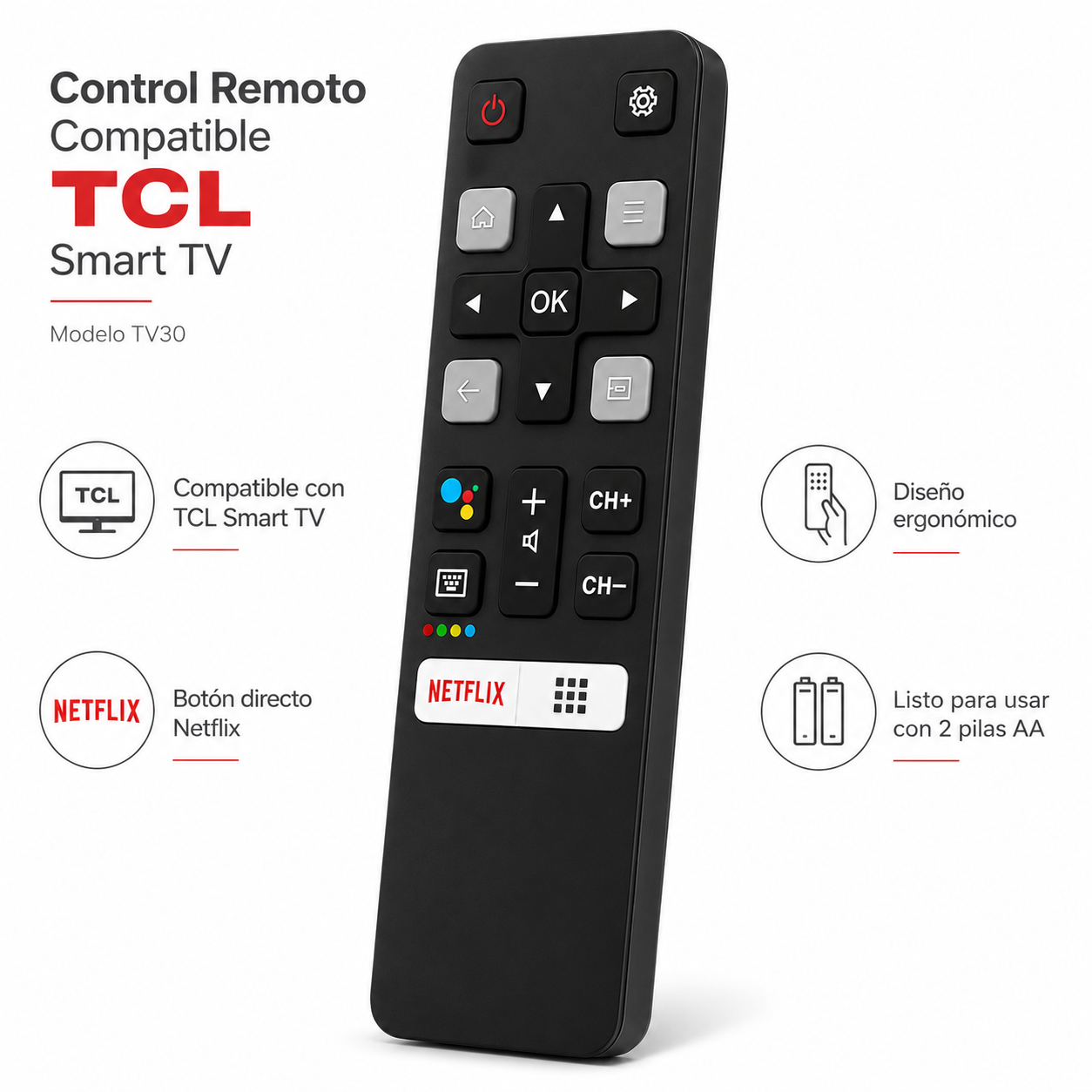 Control Remoto para TCL Smart TV con Control de Voz