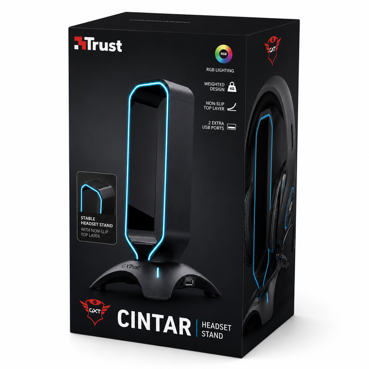 Soporte Stand Gamer RGB para Audífonos Trust Gxt 265 + HUB