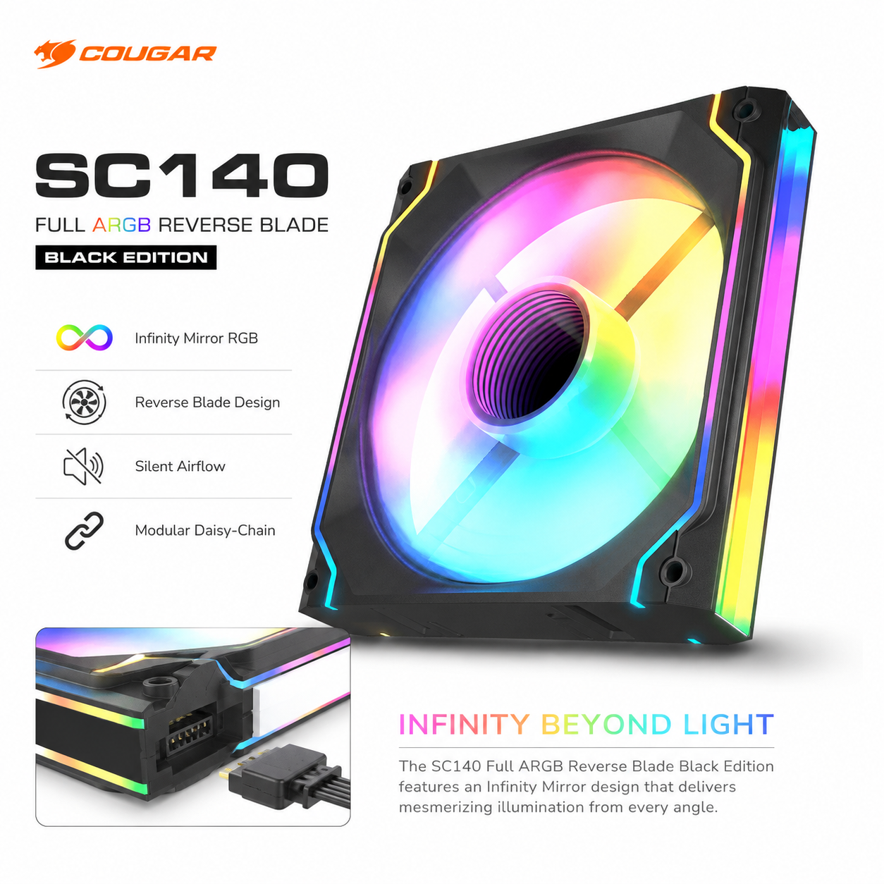 Ventilador Gamer Cougar  Full ARGB  Ultra Compacto 140mm