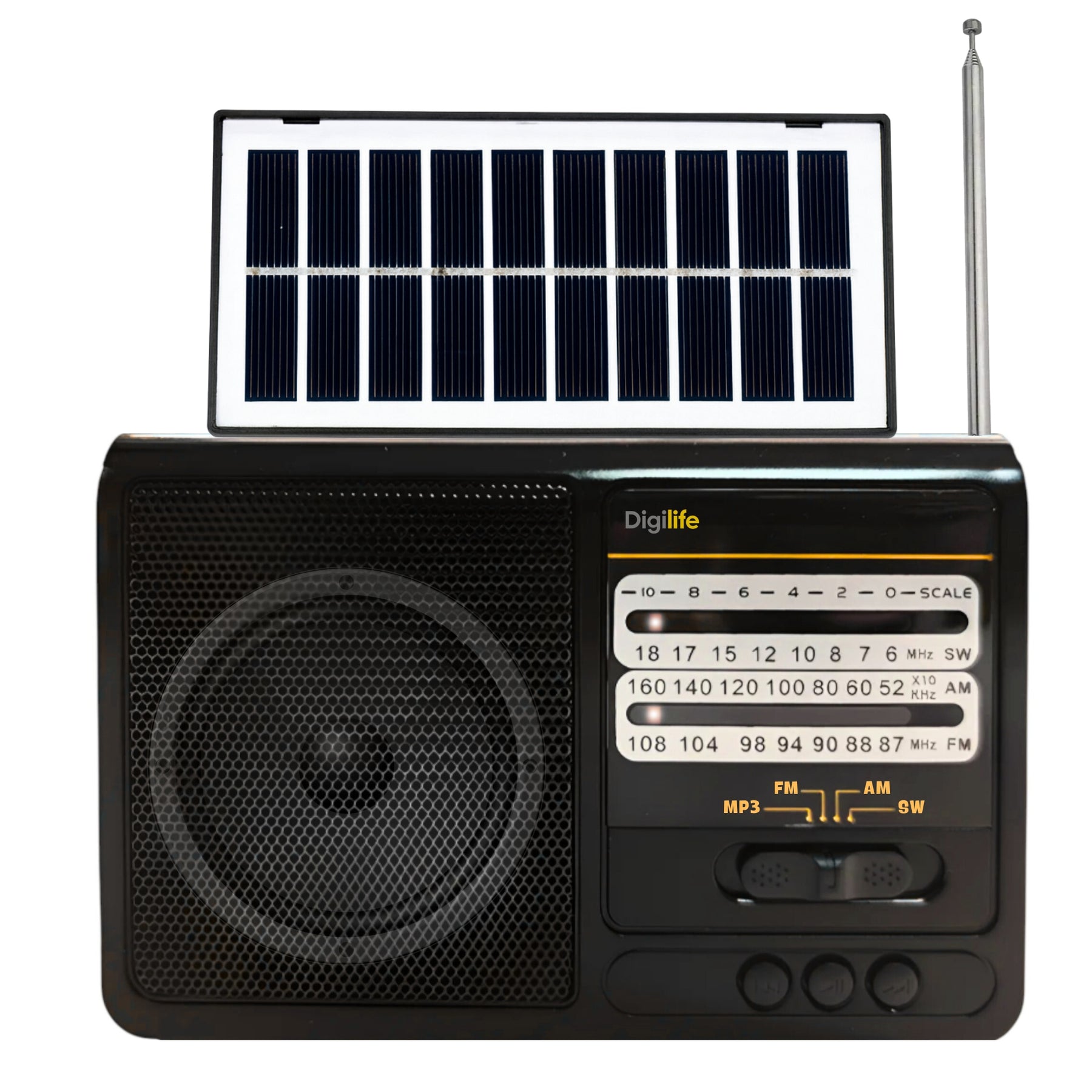 Radio Solar Recargable Multibanda AM/FM/ SW/MP3/SD/ Linterna