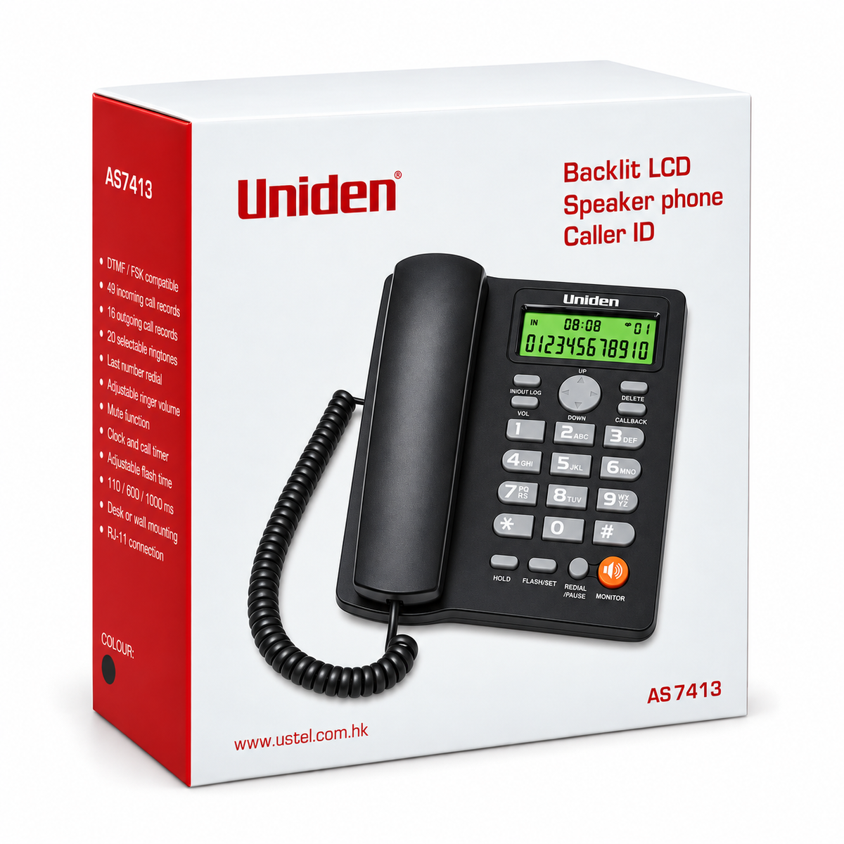 Teléfono De Red Fija Uniden Con Manos Libre Sobre Mesa 7413