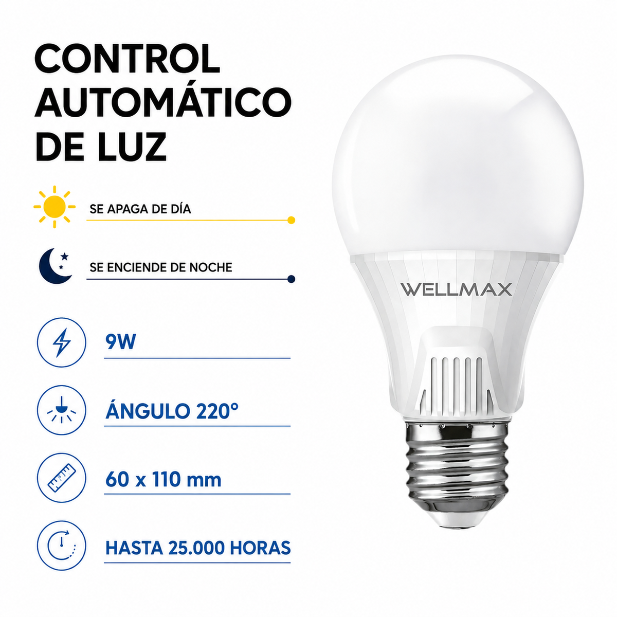 Ampolleta LED Samsung 9W con Sensor de Luz & Encendido Automático