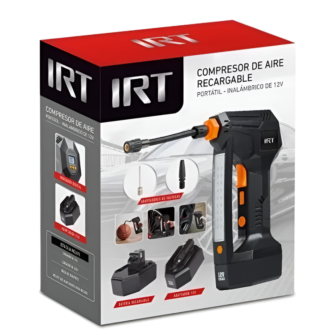 Inflador De Neumaticos Irt Recargable De Alta Potencia